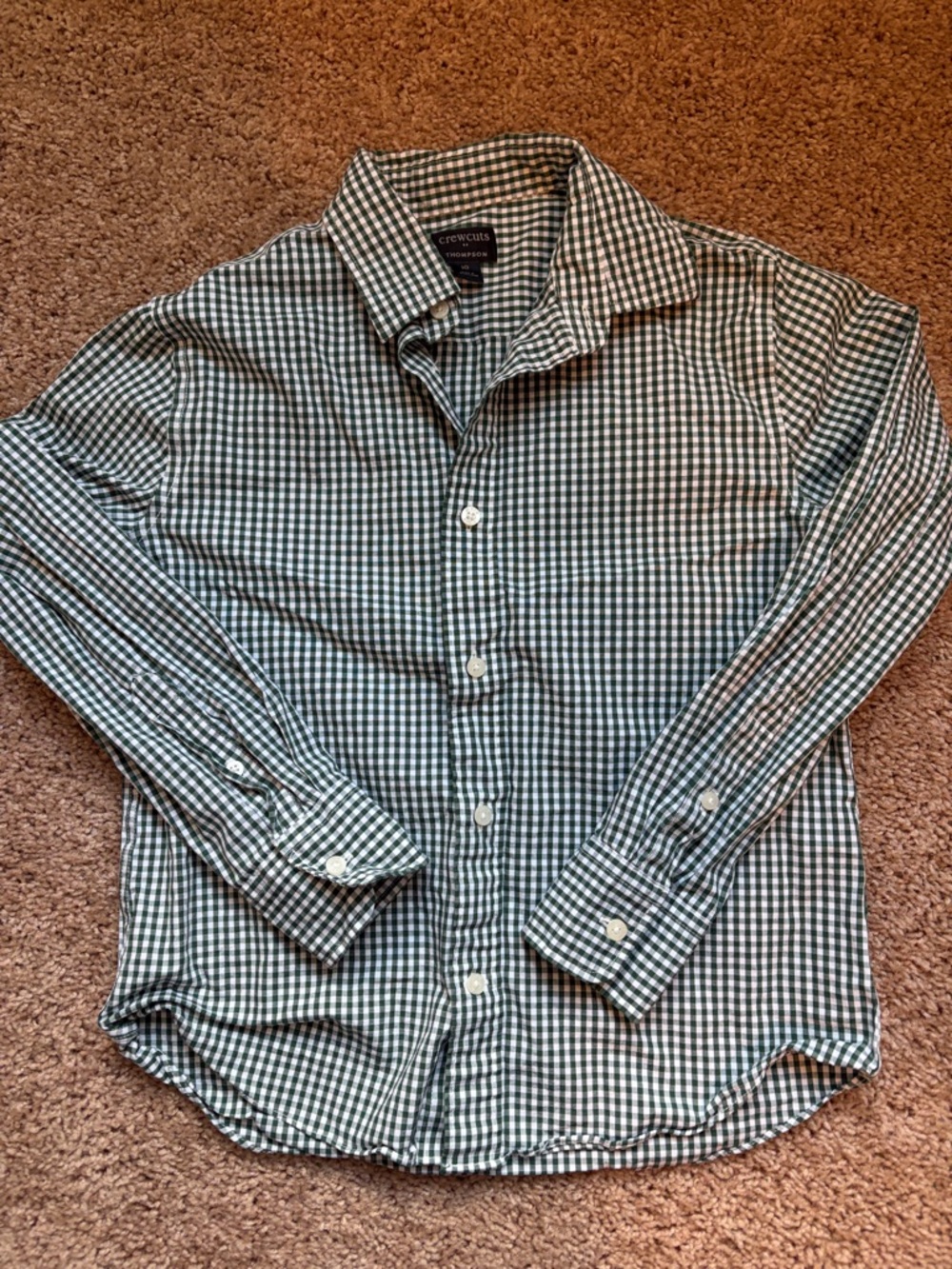 Crewcuts Green and White Gingham Button-Down Shirt